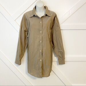 Marina Rinaldi Pinstripe Button Down Tunic Tan L